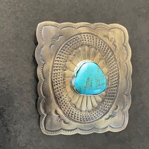 Real Turquoise silver belt buckle.
